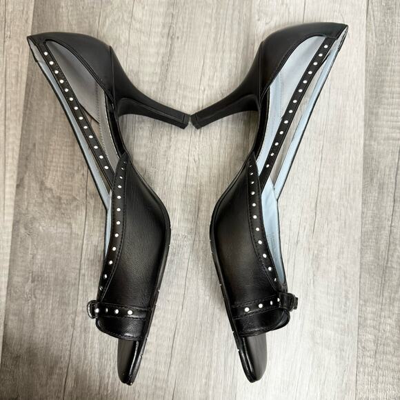 Vintage Y2k Peep Toe Bow Coquette Leather Heels Etienne Aigner Womens Size 10 - Picture 5 of 8